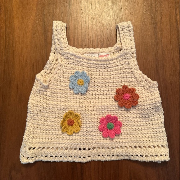 Zara Cream Crochet Tank with Floral Detail for kids - Picture 1 of 3